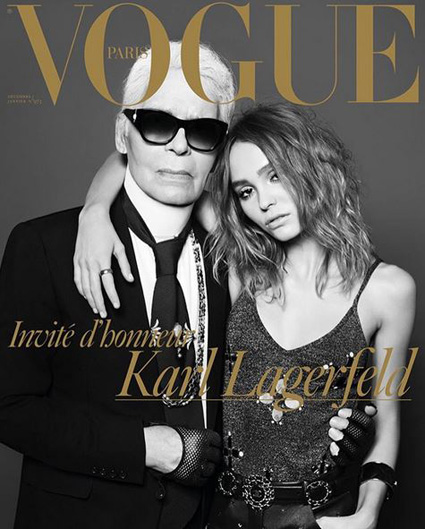 Творческий тандем: Лили-Роуз Депп снялась для обложки журнала Vogue вместе с Карлом Лагерфельдом Лили-Роуз Депп,карл лагерфельд,Vogue Paris