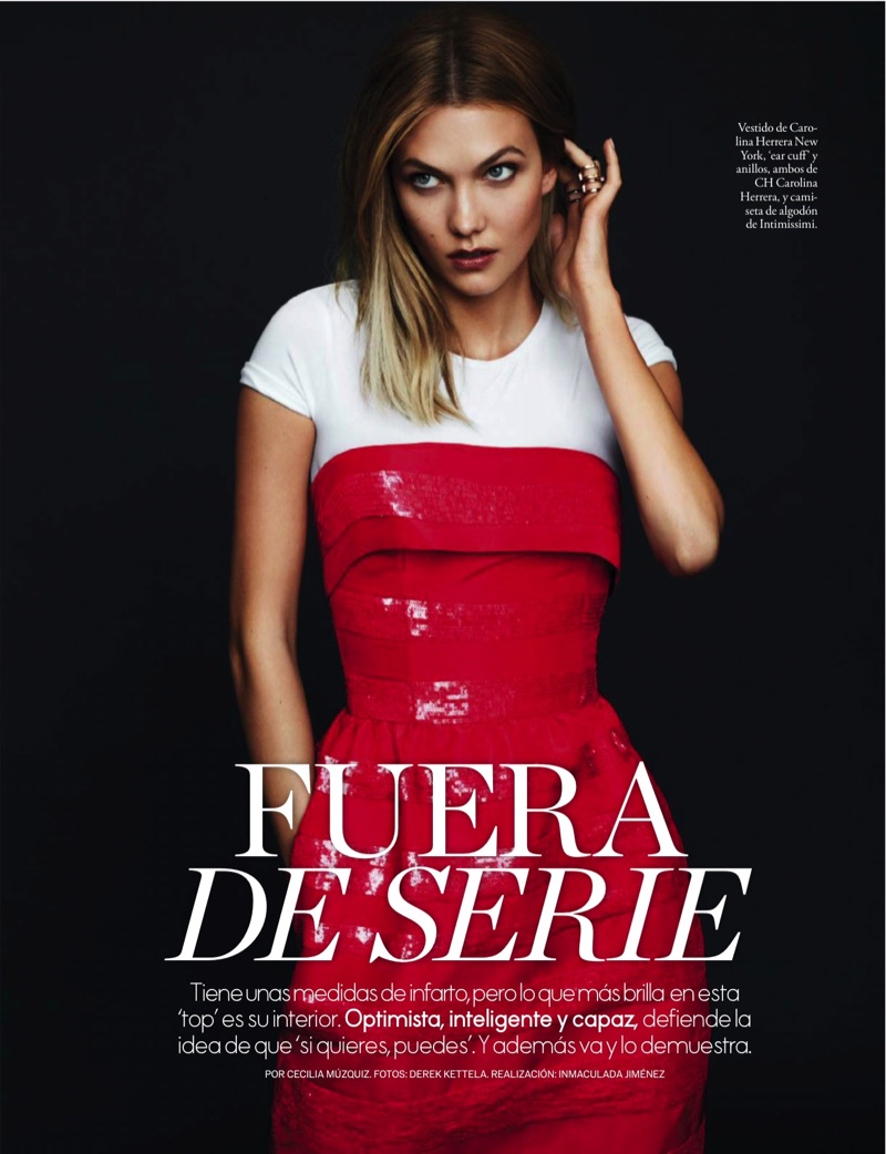 Карли Клосс в нарядах Carolina Herrera позирует на страницах журнала ELLE