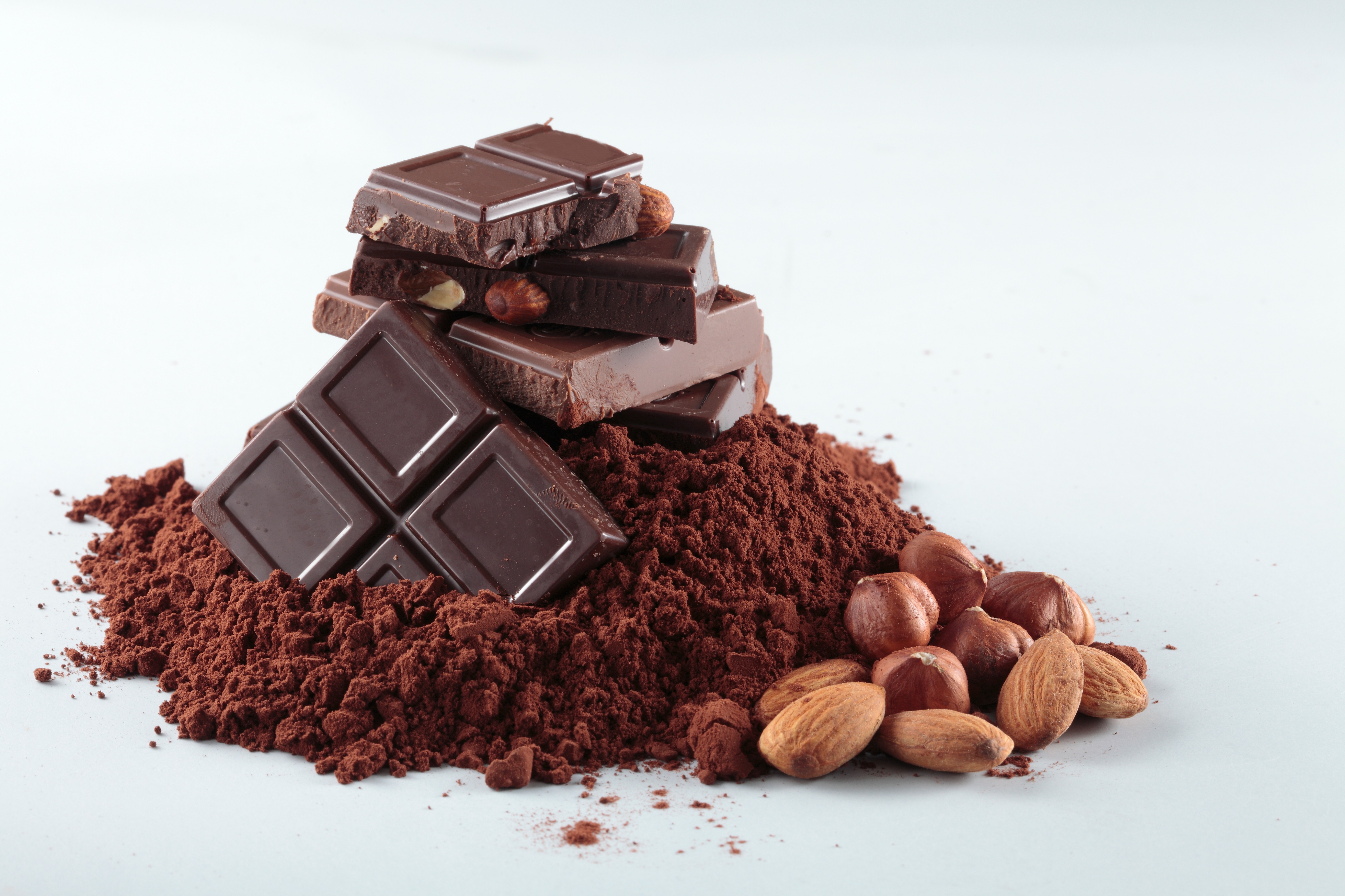 1 кусочек шоколада. Какао и темный шоколад. Настоящий шоколад. Кусочки шоколада. Шоколад на белом фоне.