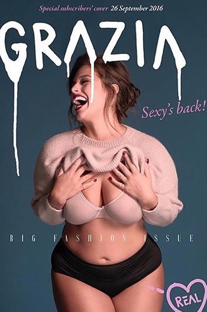 Plus-size модель Эшли Грэм полностью обнаженная позирует для обложки журнала Grazia (ФОТО)